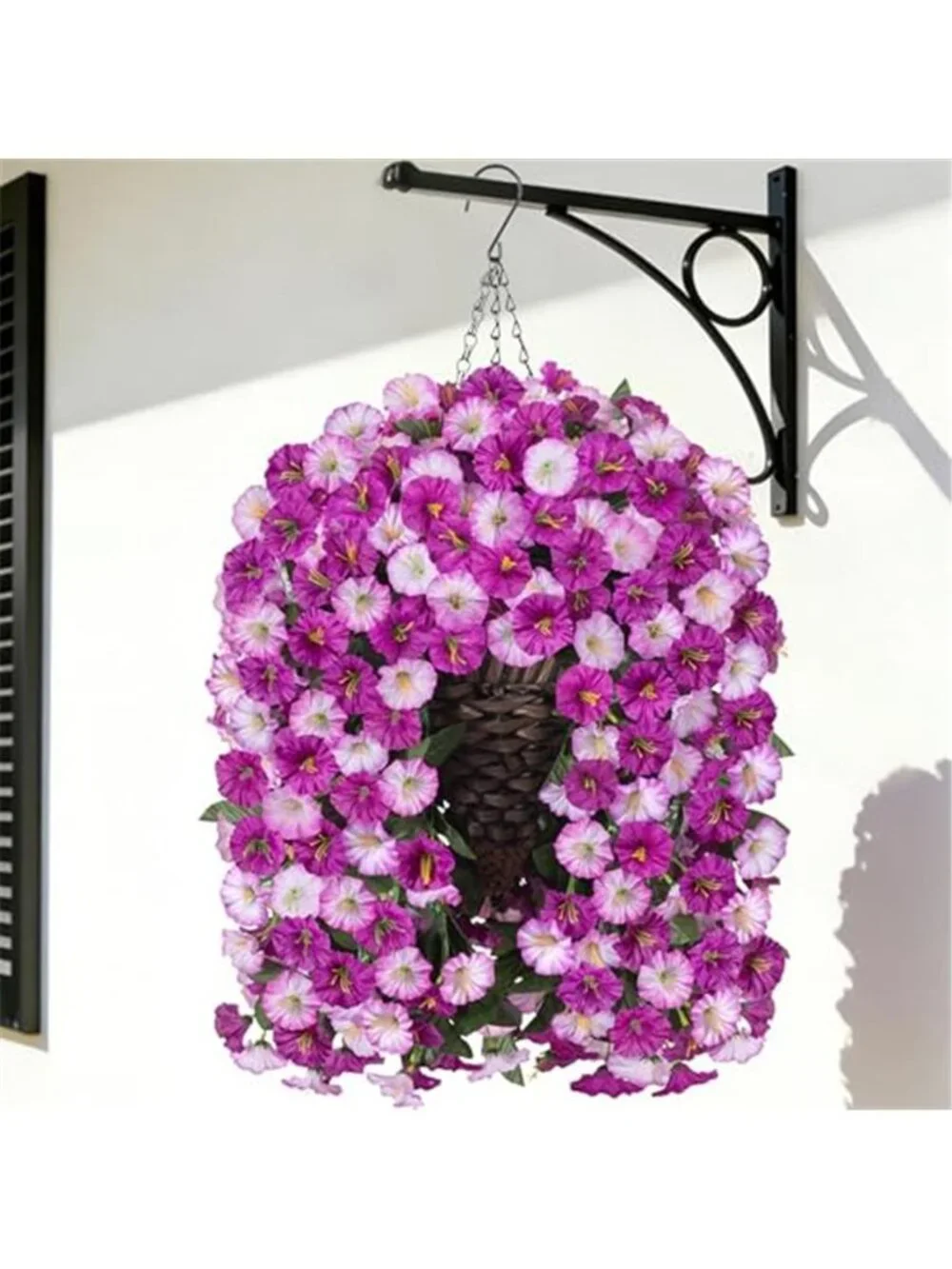 Faux Silk Fuchsia Morning Glory Hanging Basket Outdoor Porch Patio Spring Decor